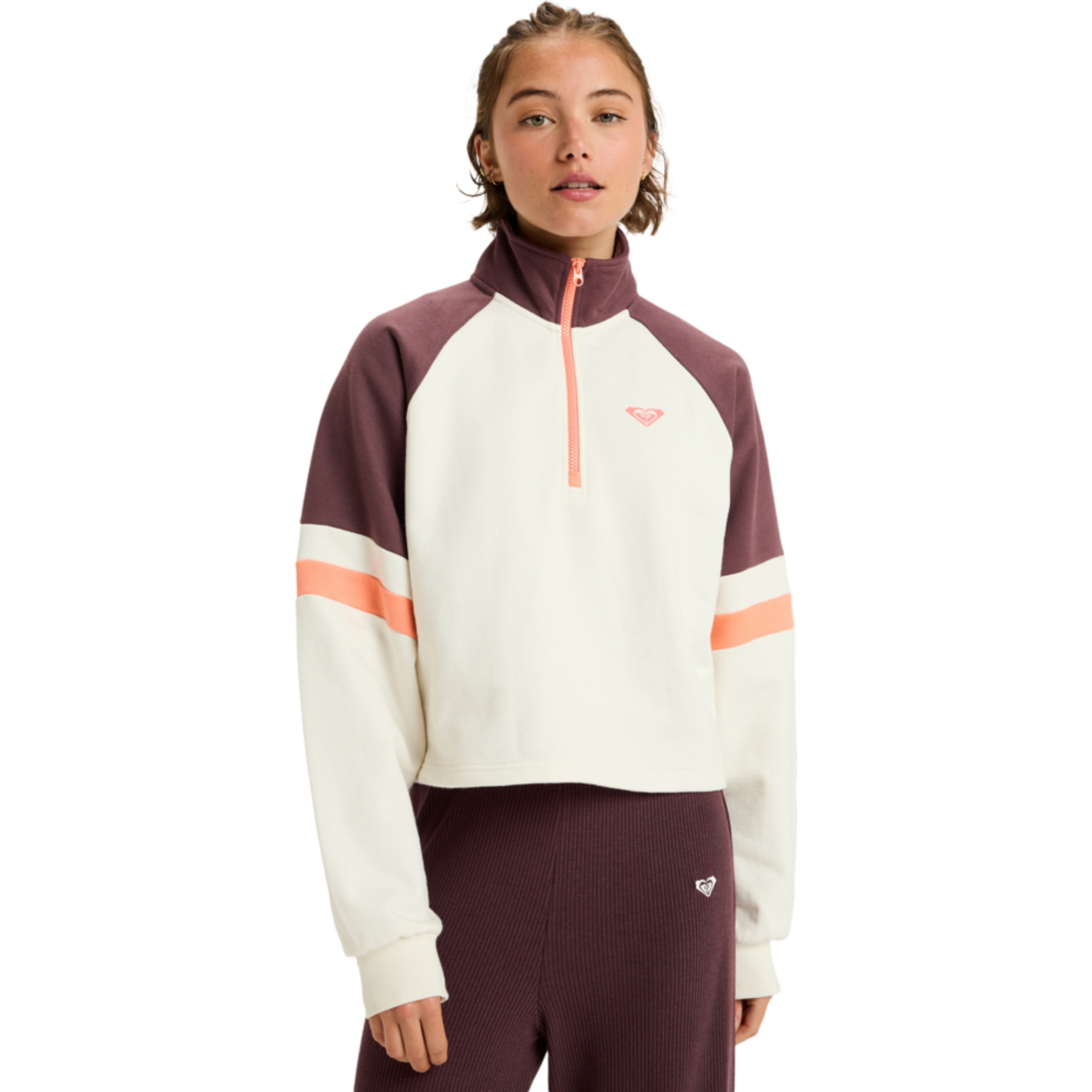 Fleece Esportiva Roxy Essential Energy Boxy Half Zip Sport 2025 ERJFT05011 - Whisper White